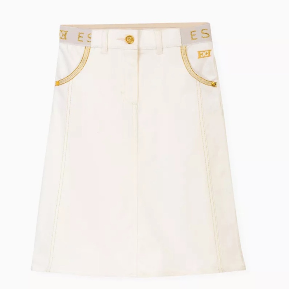 Escada logo denim midi skirt